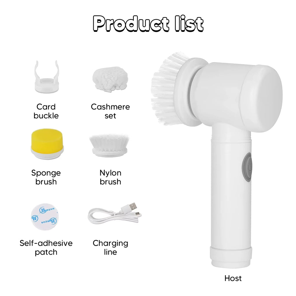 Electric Spin Scrubber Cleaning Brush Rotating Scrubber Wireless USB 3 Heads Multi-Purpose Scrubber for Kitchen Stove Dishes,