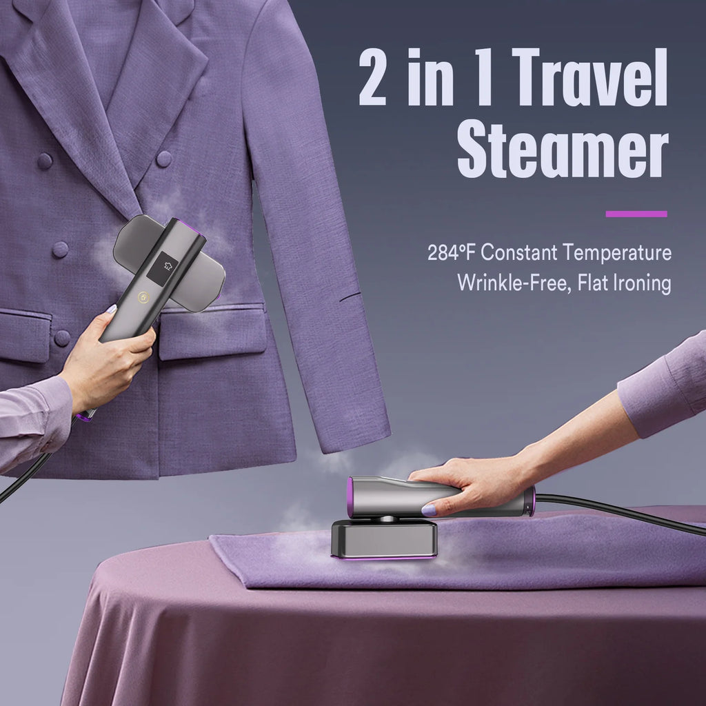 Effortless Wrinkle Removal: LOHEER 2-in-1 Portable Travel Steamer & Iron with Adjustable Steam Levels