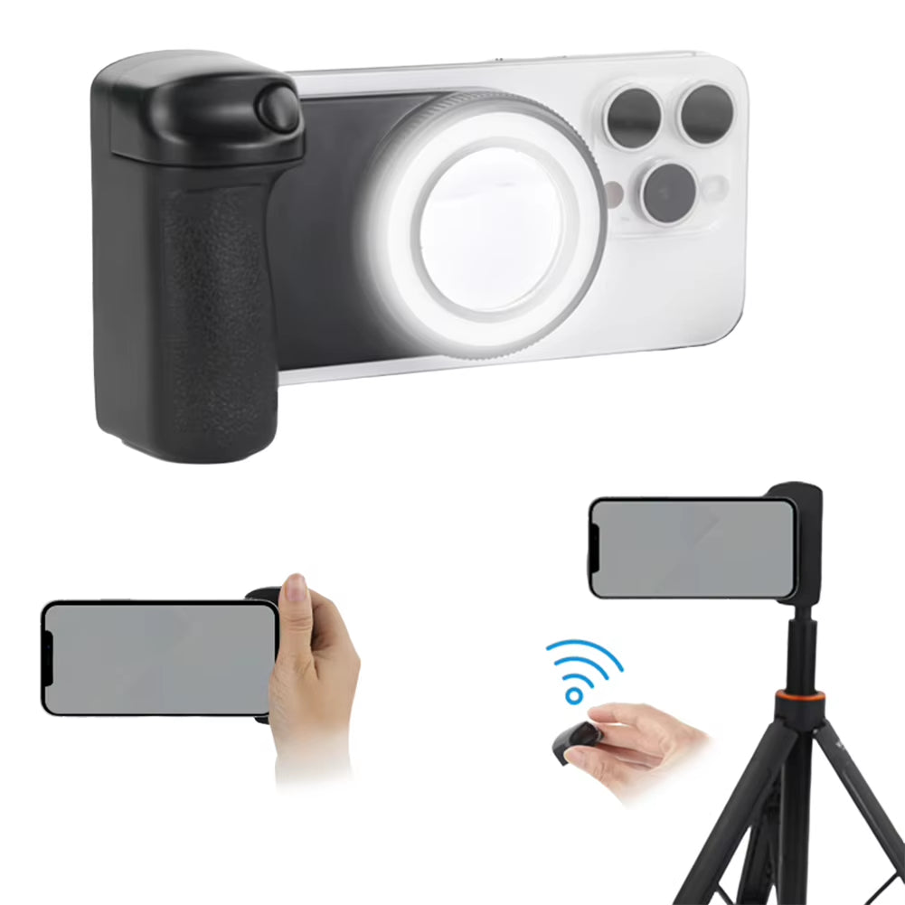 For Magsafe Bluetooth-Compatible Shutter Selfie Handle with Fill Light & Reflective Mirror Camera Photo Stabilizer 1/4Inch Screw