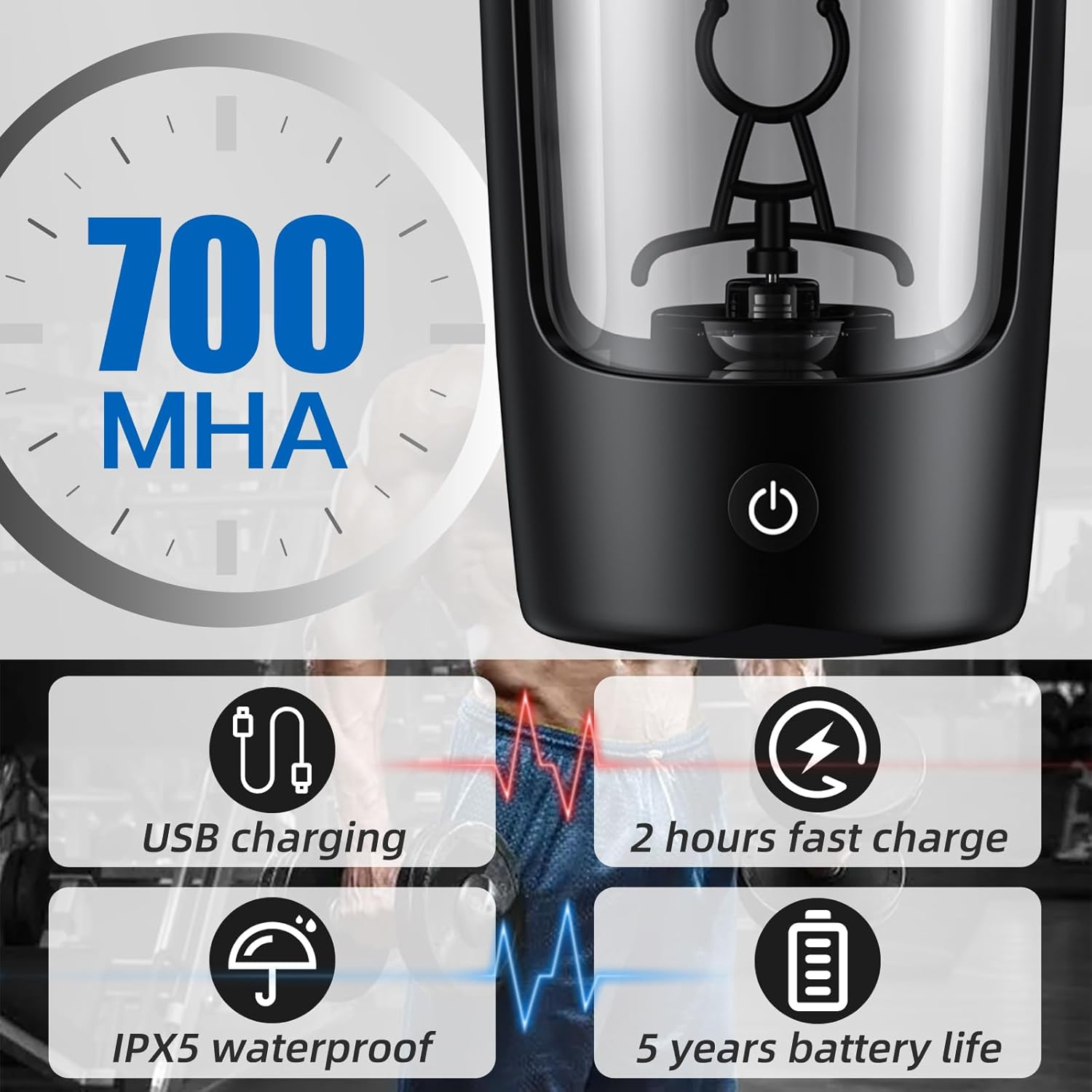 Revolutionary Electric Shaker Bottle - BPA-Free Tritan Mixer for Effortless Protein Shakes and Smoothies